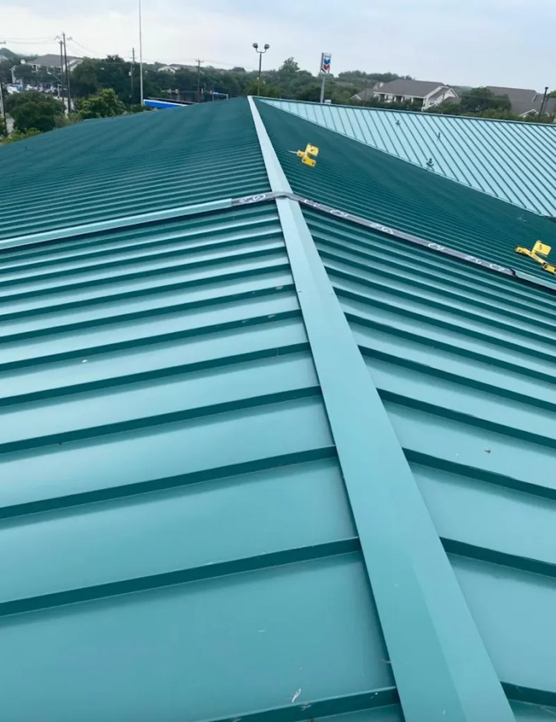 Green commercial metal roof ridge and valley for Metal Roof Repair in Brandermill